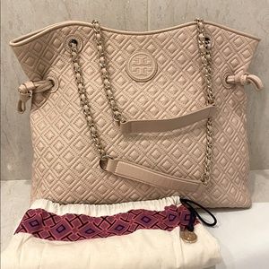 Tory Burch Leather Pale Pink Quilted Shoulder Bag